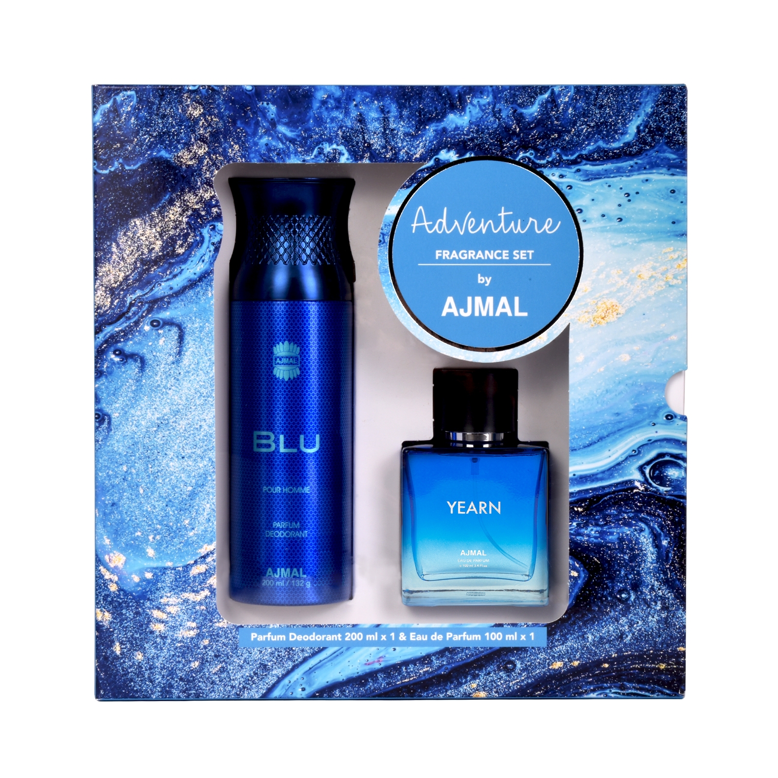 Ajmal | Ajmal Yearn EDP 100ML & Blu Deodrants 200 ML for Men + 2 Parfum Testers