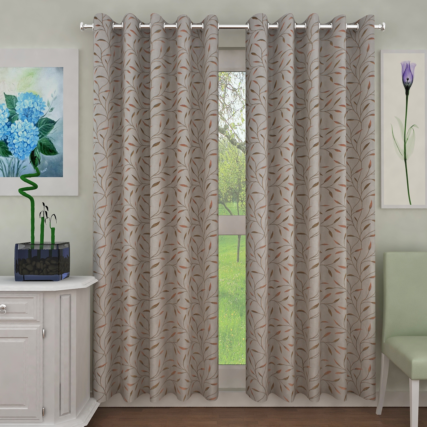 Sita Fabrics | Sita Fabrics Premium Polyester Printed Offwhite Door Curtain - | Length- 108 Inch | Width- 30 Inch