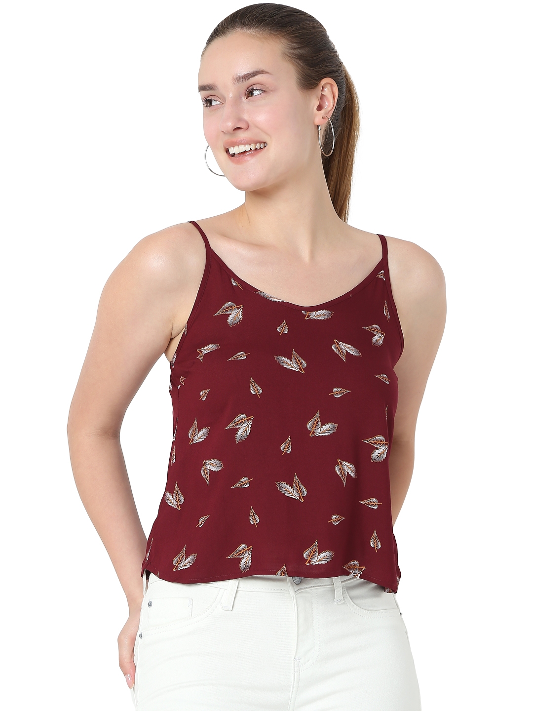 Smarty Pants | Smarty Pants women's cotton maroon color floral print tank top. 