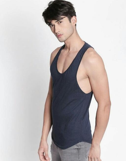 Hemsters | Hemsters Navy blue Deep Neck Relaxed Fit Vest