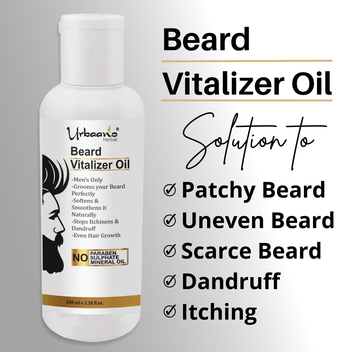 Urbaano Herbal Vitalizer Beard Growth Oil for Men - Yastimadhuka Taila for Faster, Thicker, Shiny Beard - Patchy, Scarce & Uneven Beard -100ml