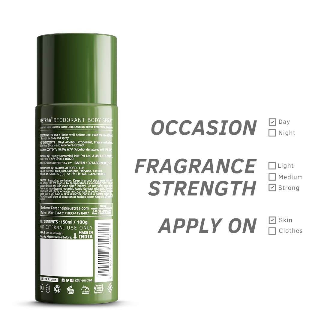 Ustraa O.g Deodorant Body Spray - 150ml - A Strong Passionate Fragrance Deodorant Spray For Men