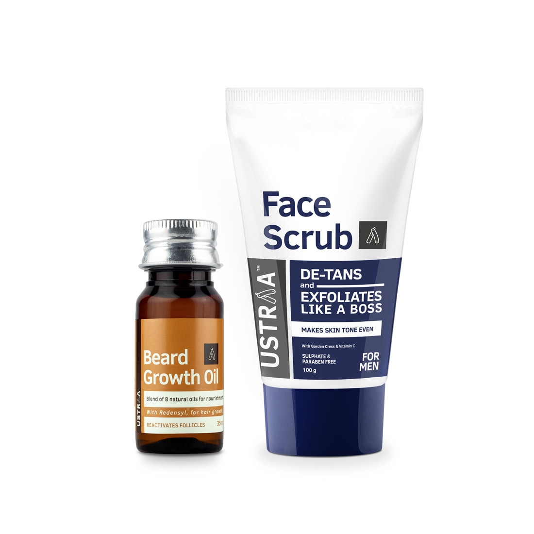 Ustraa | Beard Growth Oil & Face Scrub (De-tan)