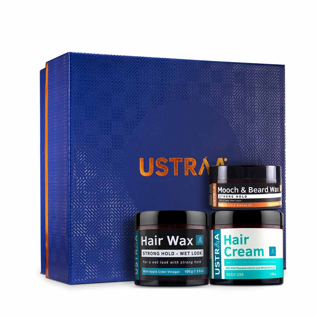 Ustraa | Ustraa Styling Gift Box (Hair Cream 100g, Hair wax wet look 100g & Mooch Wax 50g)