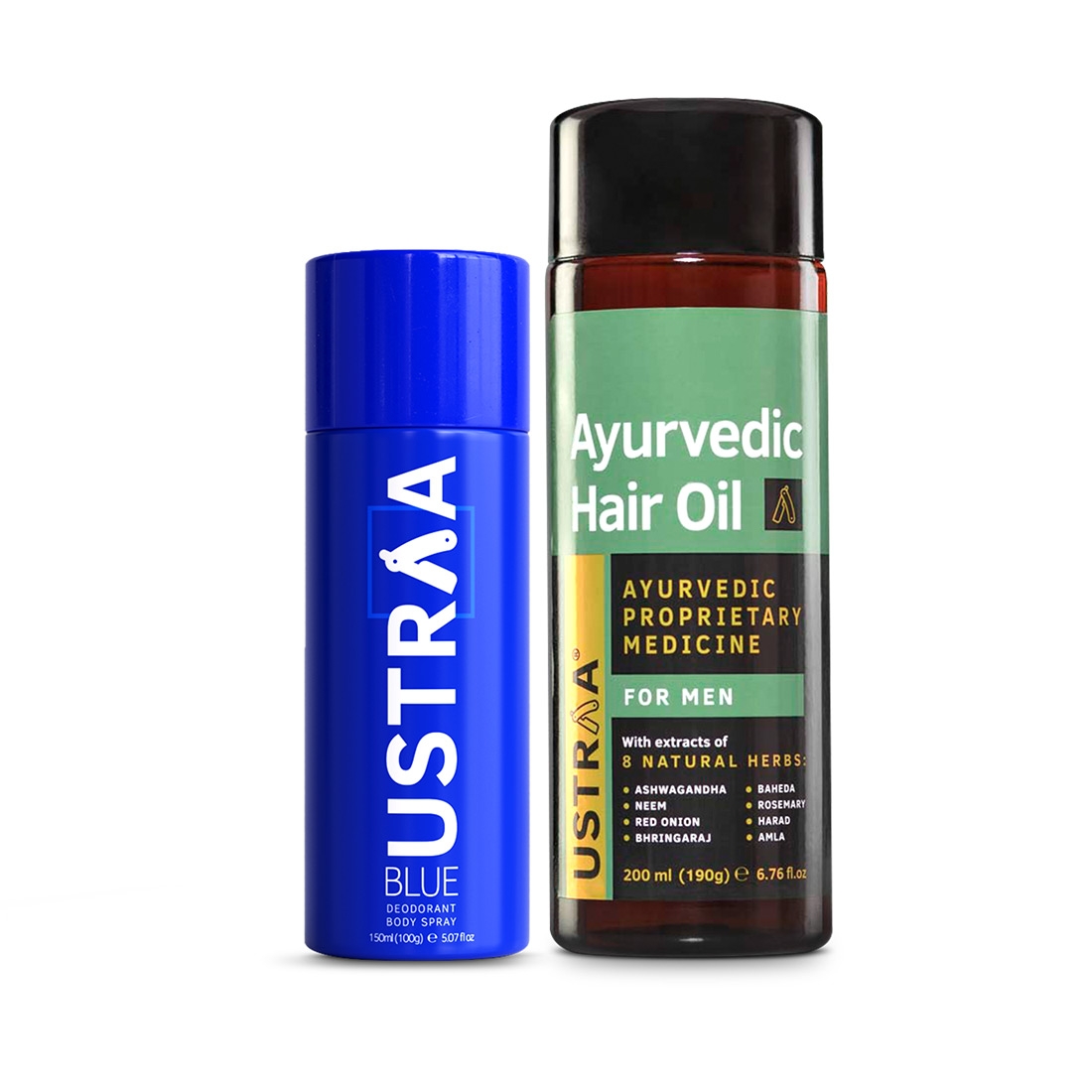 Ustraa | Ustraa Blue Deodorant 150ml & Ayurvedic Hair Oil 200ml