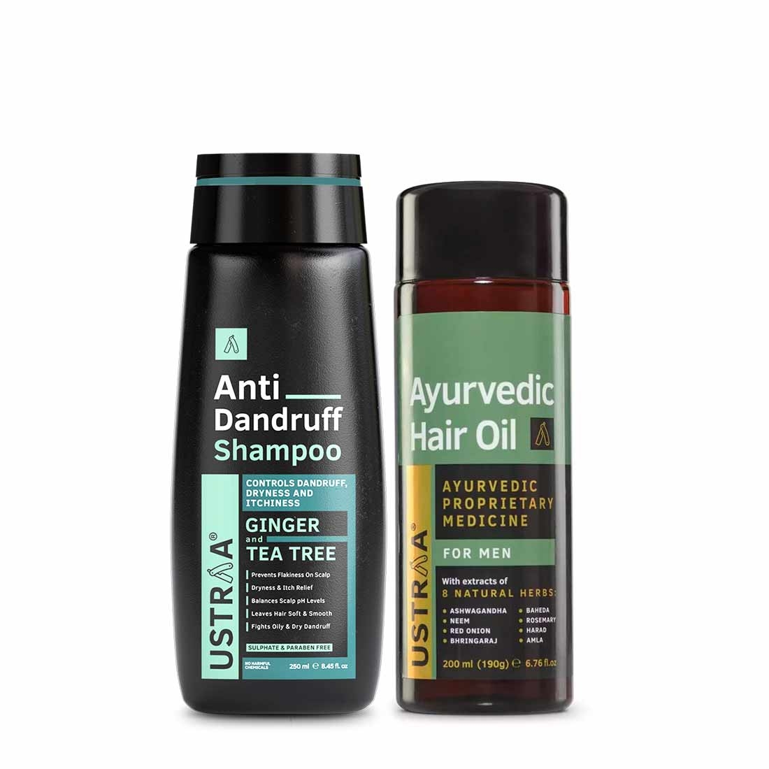 Ustraa Ayurvedic Hair Oil - 200ml & Anti Dandruff Shampoo - 250ml