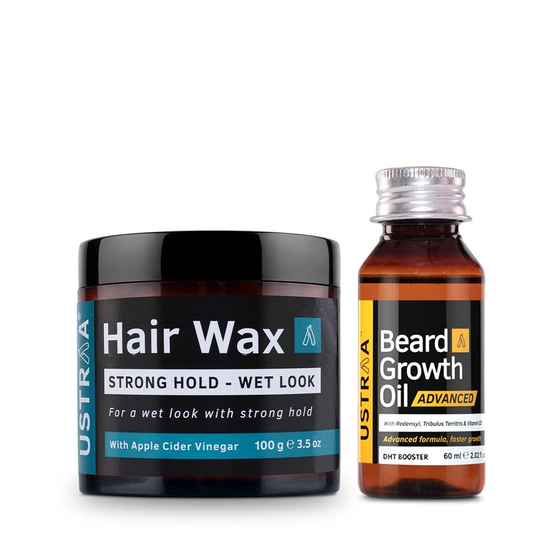 Ustraa | Ustraa Beard Growth Oil – Advanced 60 ml & Hair Wax Wet Look 100 g