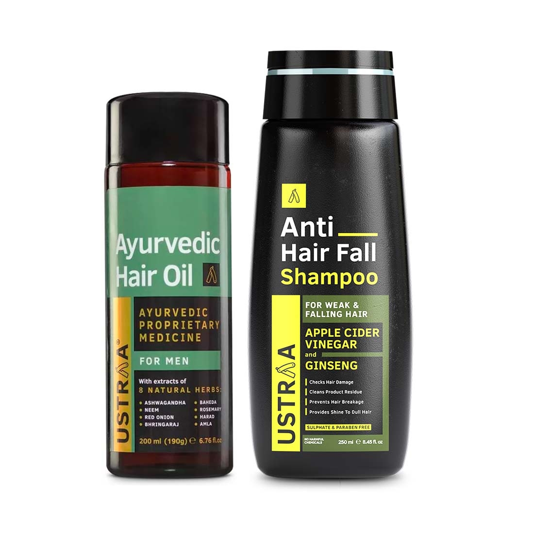 Ustraa | Ustraa Ayurvedic Hair Oil 200 ml & Anti Hair Fall Shampoo 250 ml 