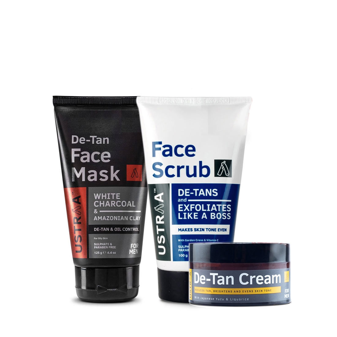 Ustraa | Ustraa De- Tan Face Scrub 100 g, De- Tan Face Cream 50g & Face Mask Oily Skin 125 g
