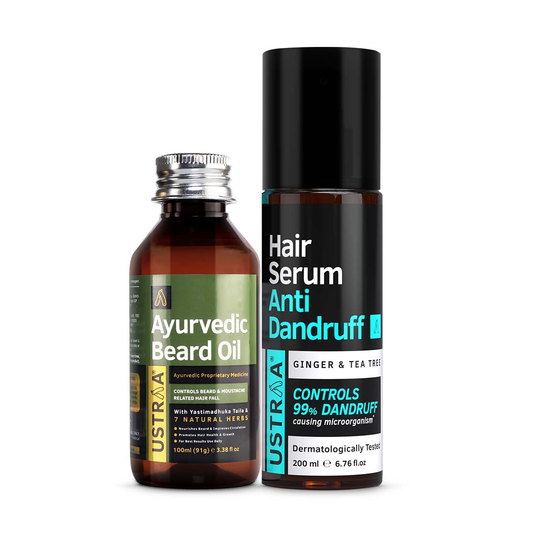 Ustraa | Ustraa Ayurvedic Beard Growth Oil -100ml & Anti Dandruff Serum - 200ml