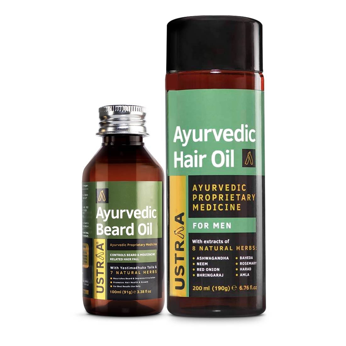 Ustraa Ayurvedic Beard Growth Oil -100ml & Ayurvedic Hair oil - 200ml