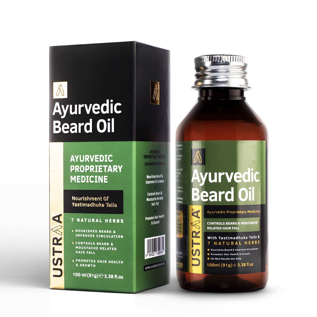 Ustraa | Ustraa Ayurvedic Beard Growth Oil -100ml & Face Wash Oily Skin - 200g 1