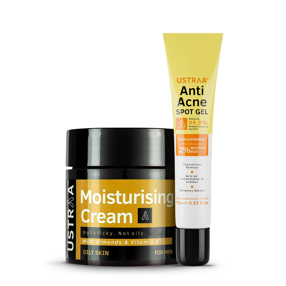 Ustraa Anti Acne Spot Gel - 15ml & Moisturising Cream Oily Skin - 100g