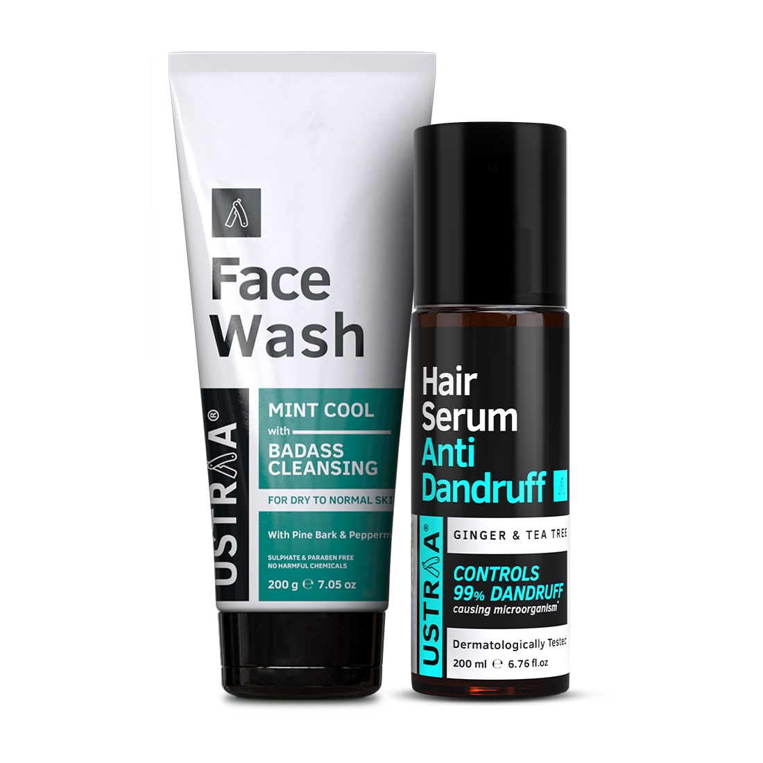 Ustraa Anti Dandruff Serum 200ml & Face Wash Dry Skin 200g