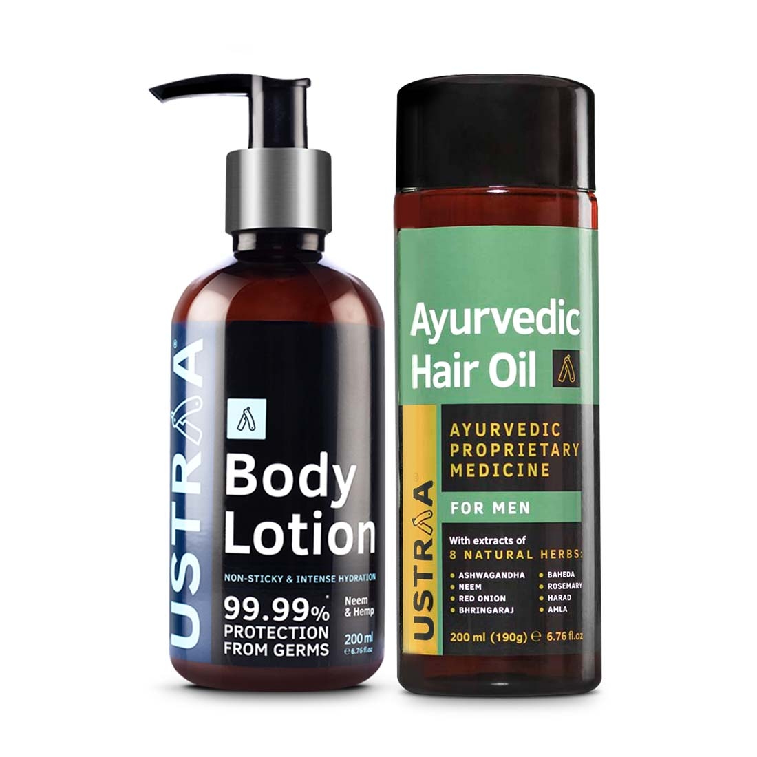Ustraa Body Lotion Germ Free - 200ml & Ayurvedic Hair Oil - 200 ml
