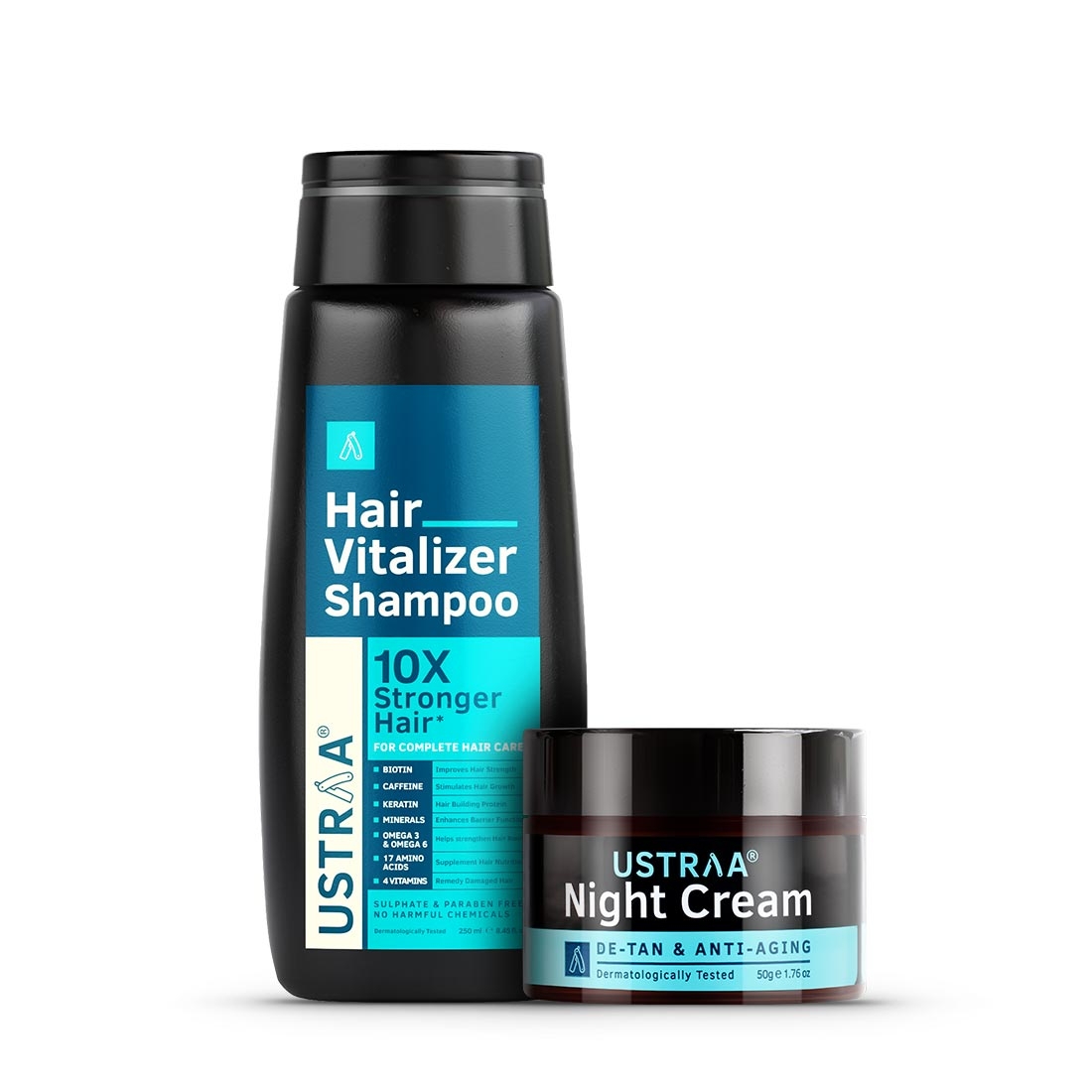 Ustraa | Ustraa Hair Vitalizer Shampoo - 250ml & Night Cream - De Tan And Anti Aging - 50g