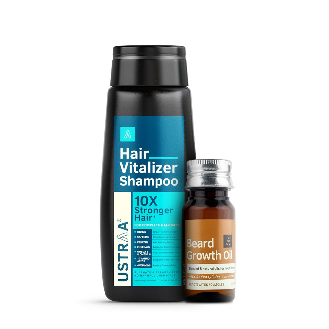 Ustraa Hair Vitalizer Shampoo - 250ml & Beard growth Oil - 35ml