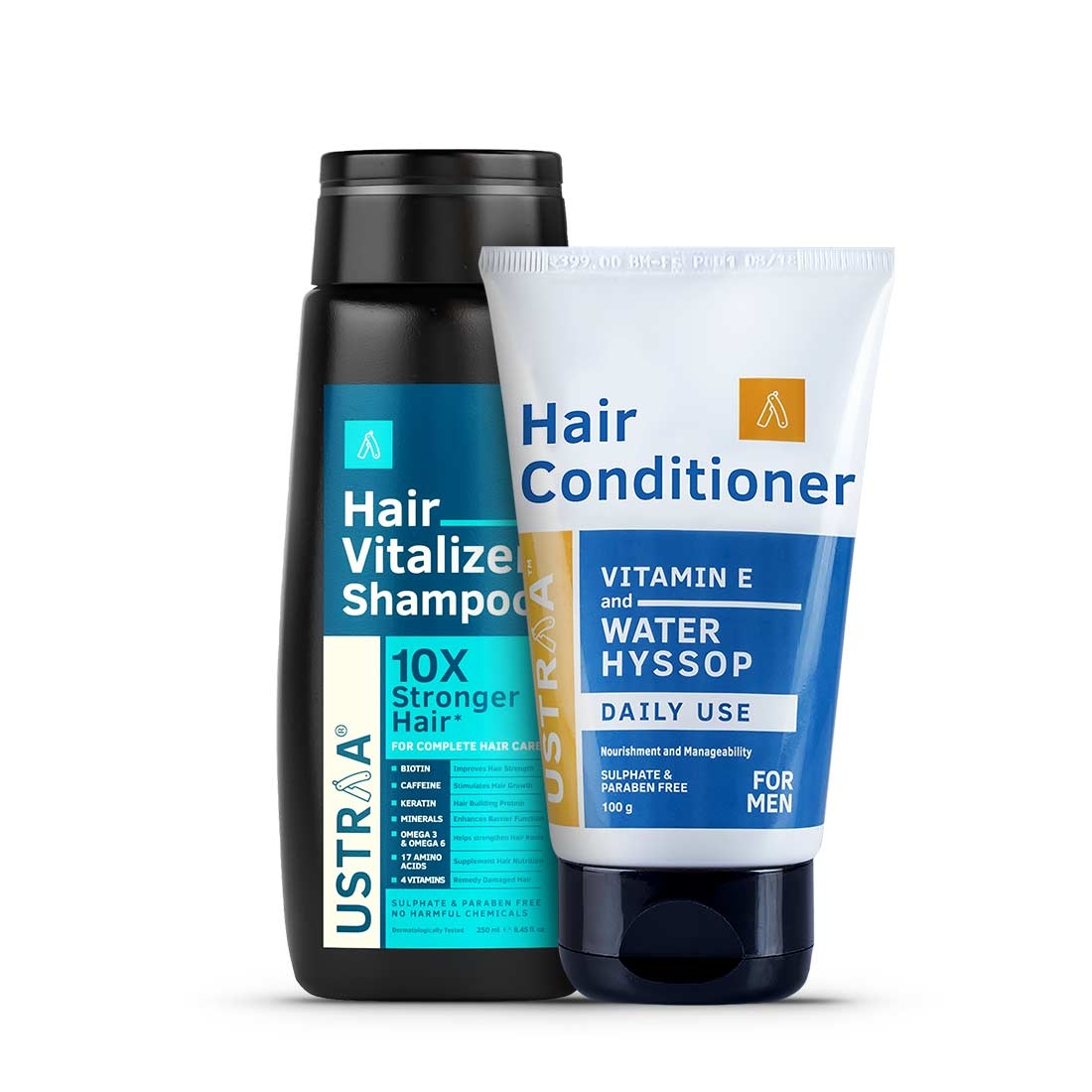 Ustraa Hair Vitalizer Shampoo - 250ml & Daily-Use Hair Conditioner - 100g