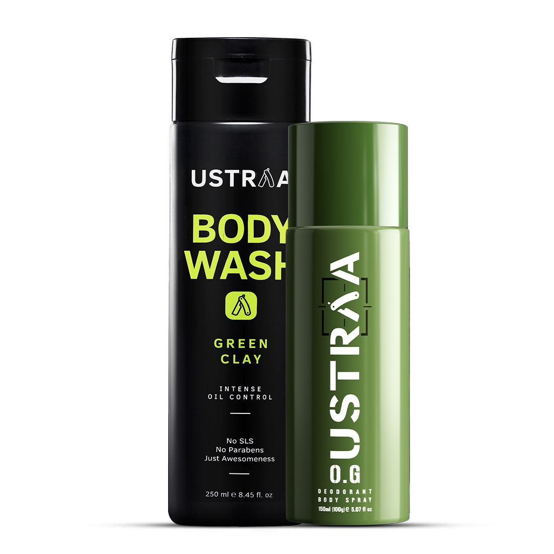 Ustraa O.G Deodorant - 150ml & Body Wash Green Clay - 250ml - Combo