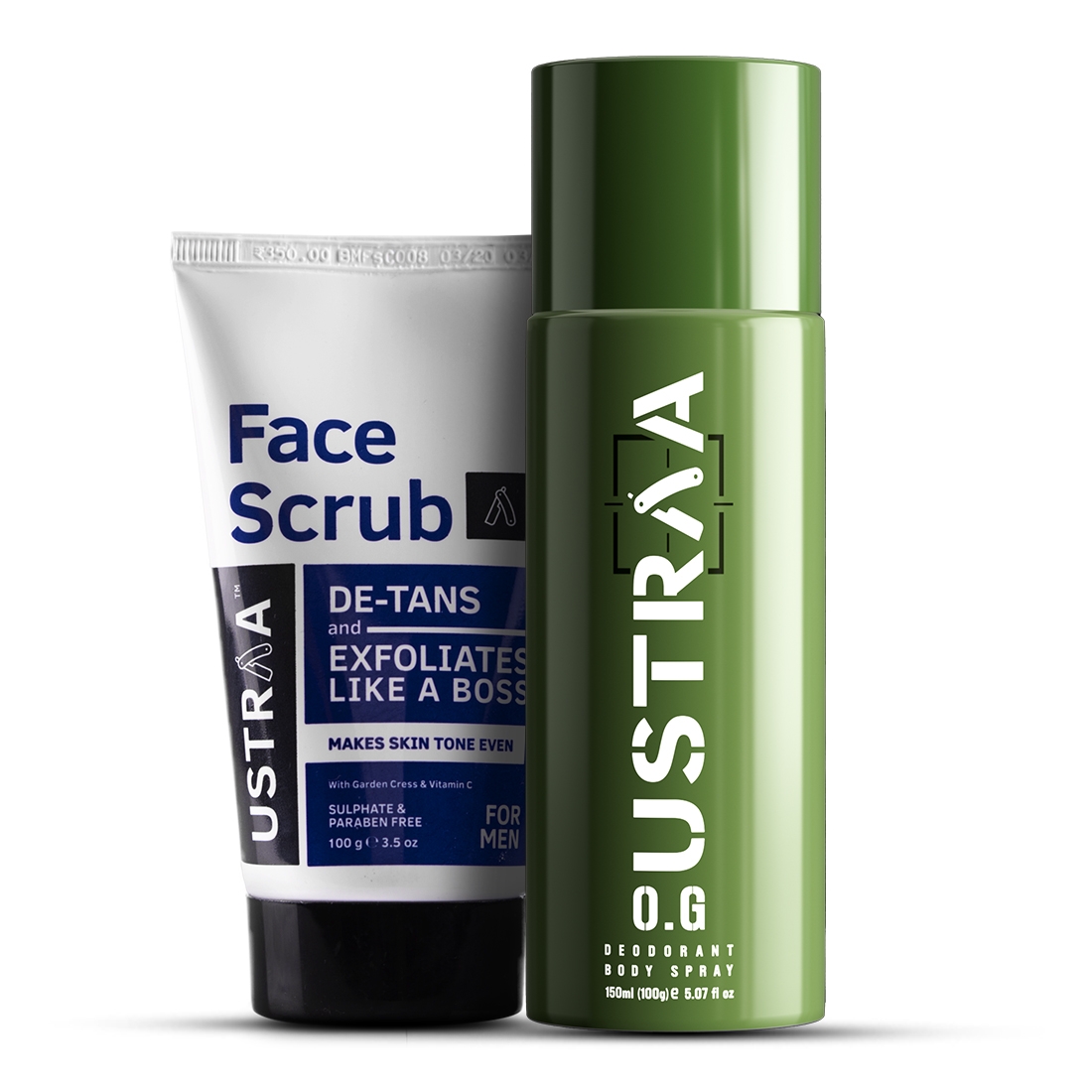 Ustraa | Ustraa O.G Deodorant - 150ml & Face Scrub for de Tan Scrub - 100g Combo