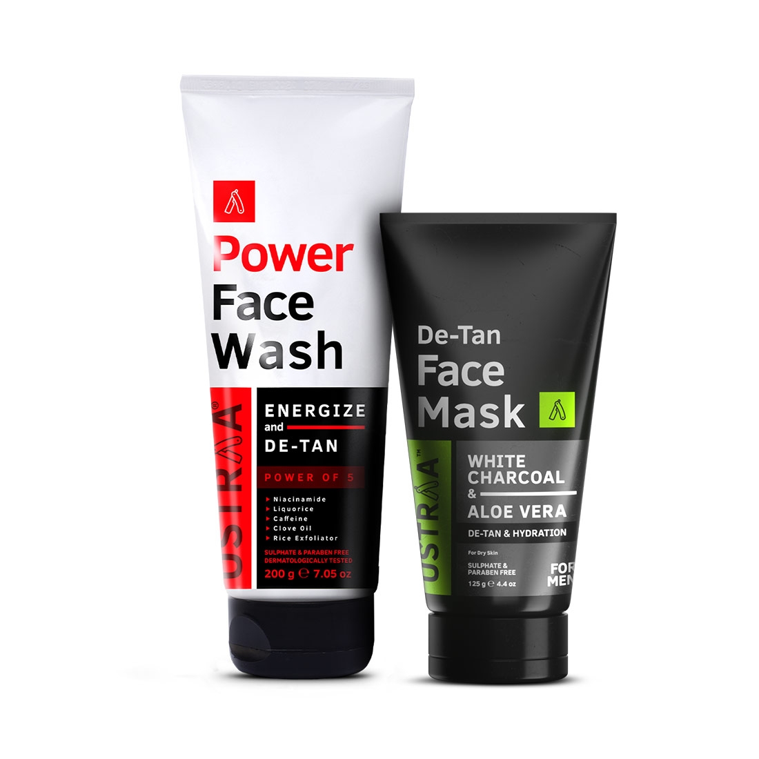 Ustraa Power Face Wash De-Tan - 200g & De-Tan Face Mask Dry Skin - 125g