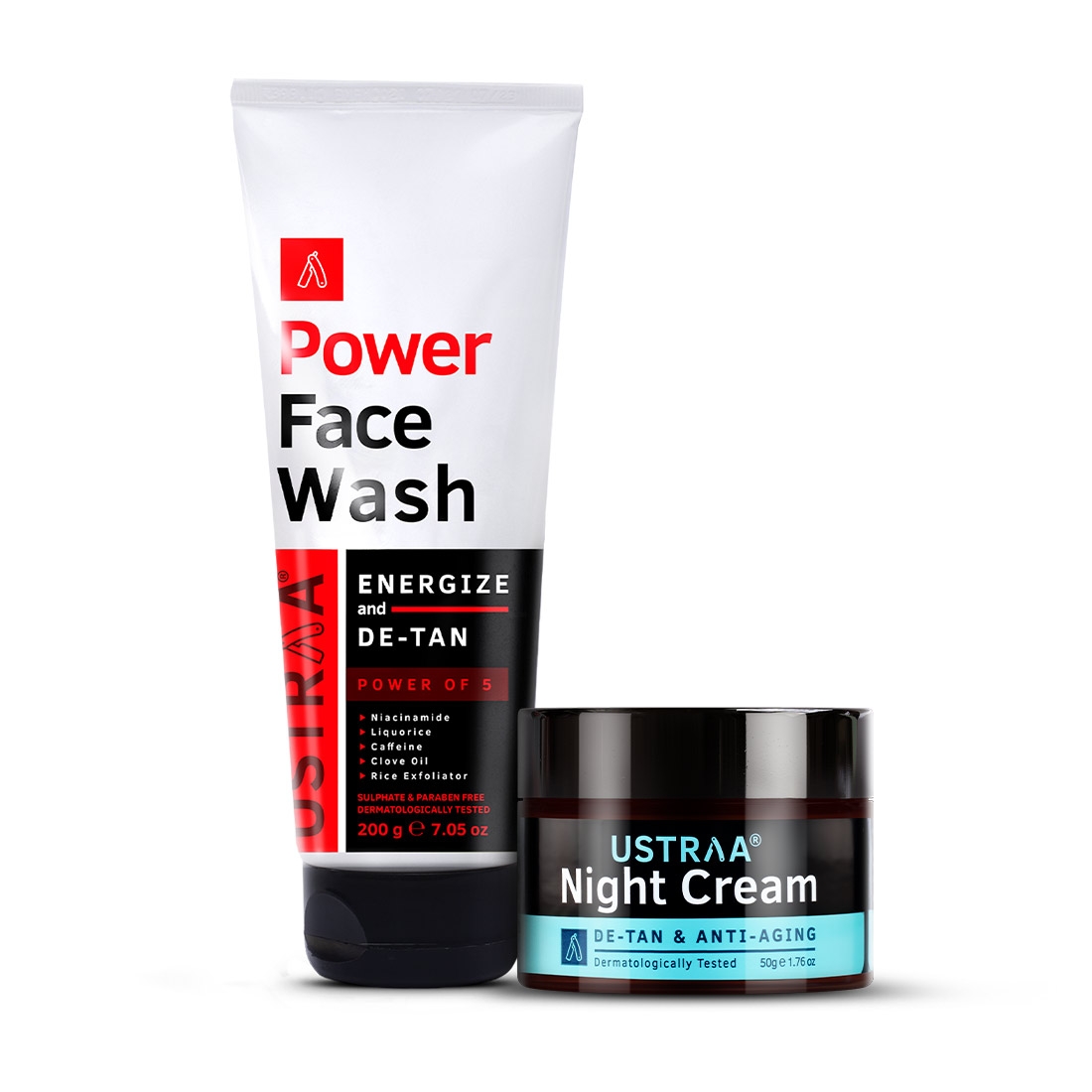 Ustraa Power Face Wash De-Tan - 200g & Night Cream - 50g