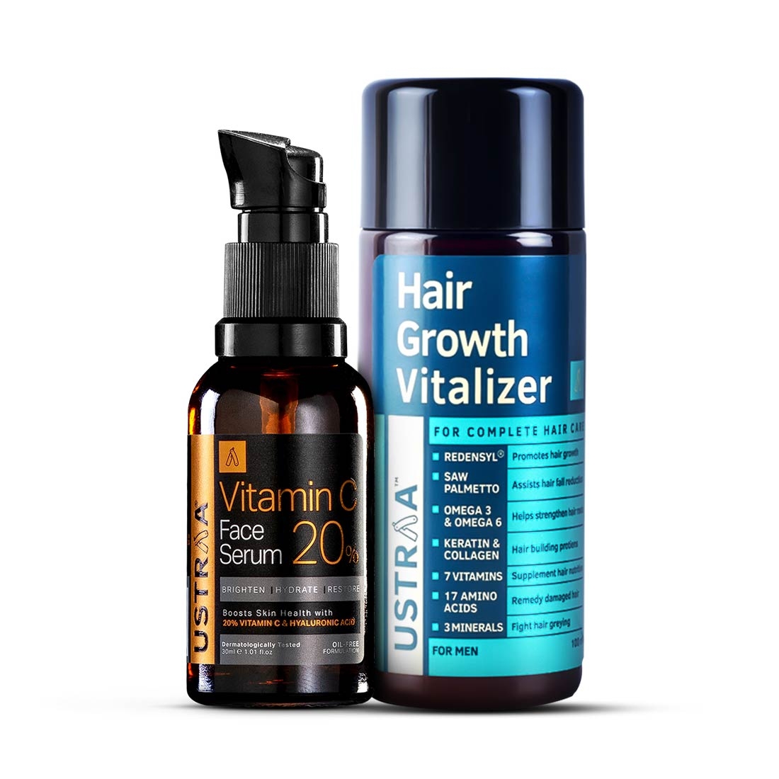 Ustraa Vitamin C Face Serum - 30ml & Hair Growth Vitalizer - 100ml