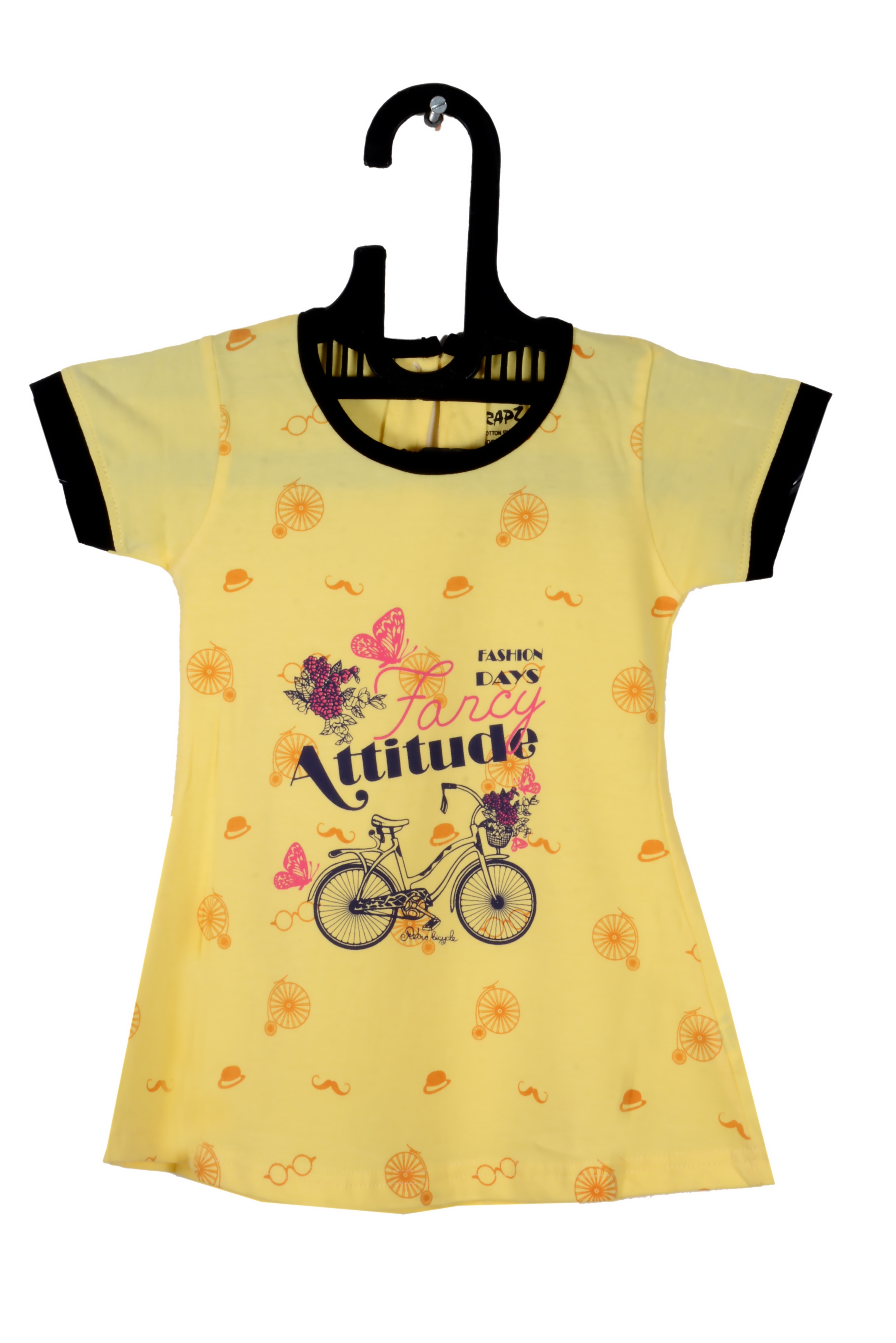 V Brown | Yellow Cotton Printed Round Neck Top