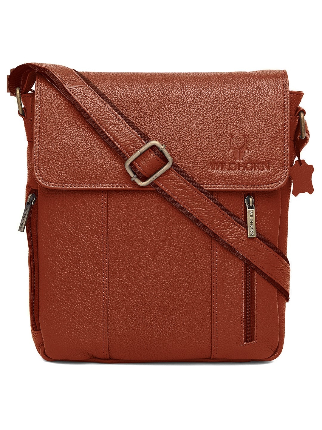 WildHorn | WildHorn Tan Classic Leather Adjustable Strap Sling Bag for Men 