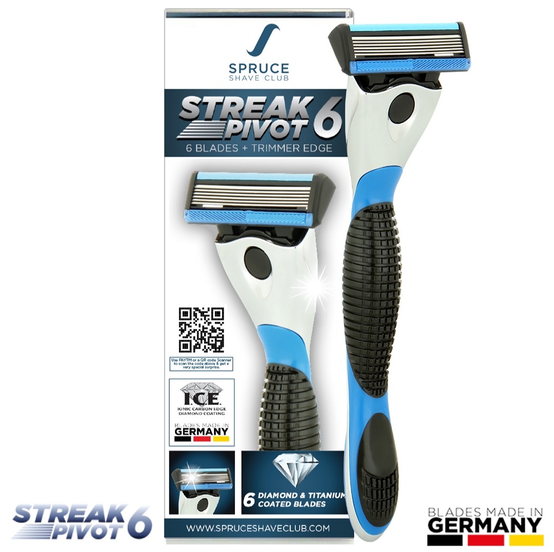 Spruce Shave Club | Spruce Shave Club Streak6 Shaving Razor | 6 Blade Razor | Diamond Coated Blades | Made in Germany