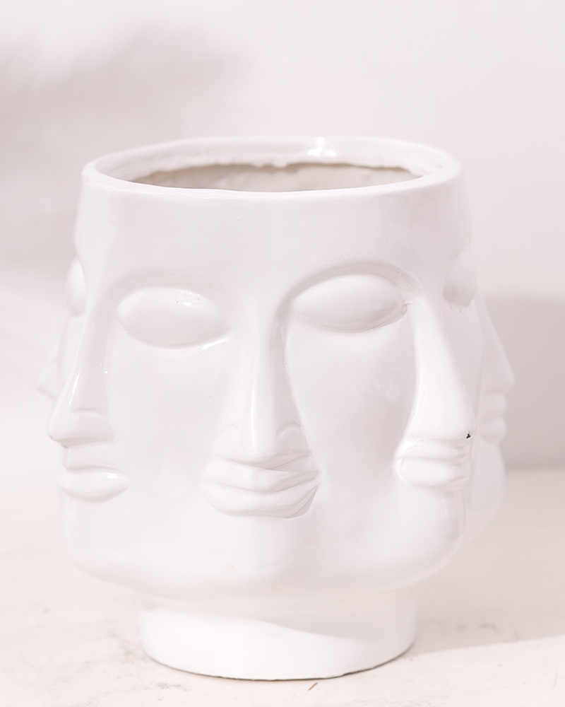 Order Happiness | Order Happiness Face Shape White Small Flower Planter Pot for Home Decoration 2