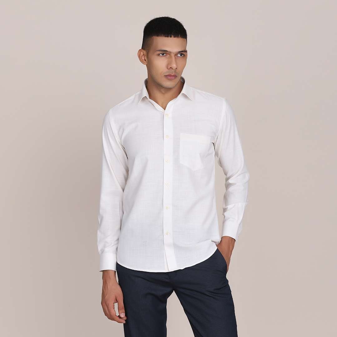TAHVO | Tahvo Men Slim Fit White Casual Shirt 