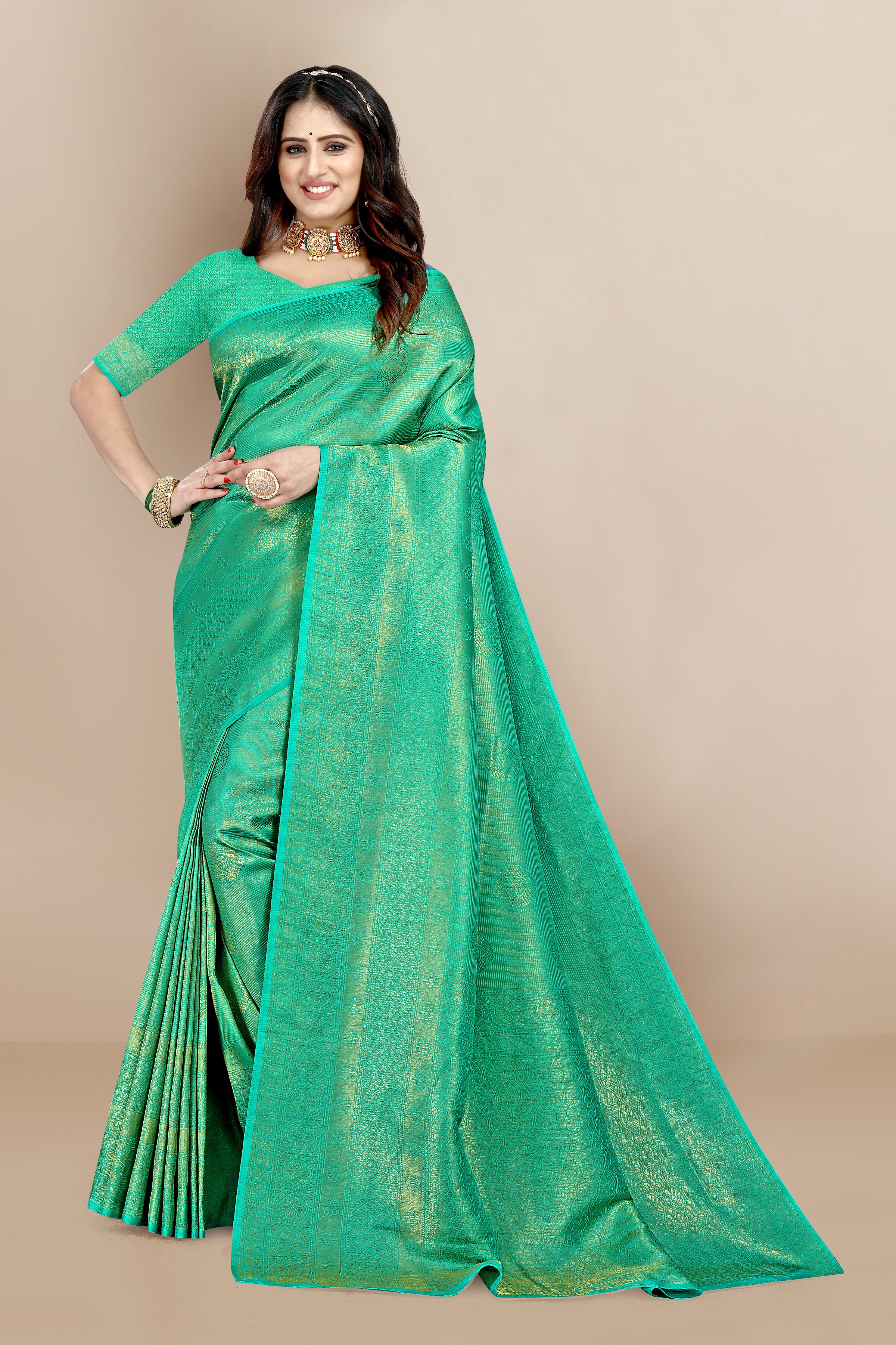 Viaragee Beautiful Ethnic Wear Silk Blend Banarasi Traditional Saree