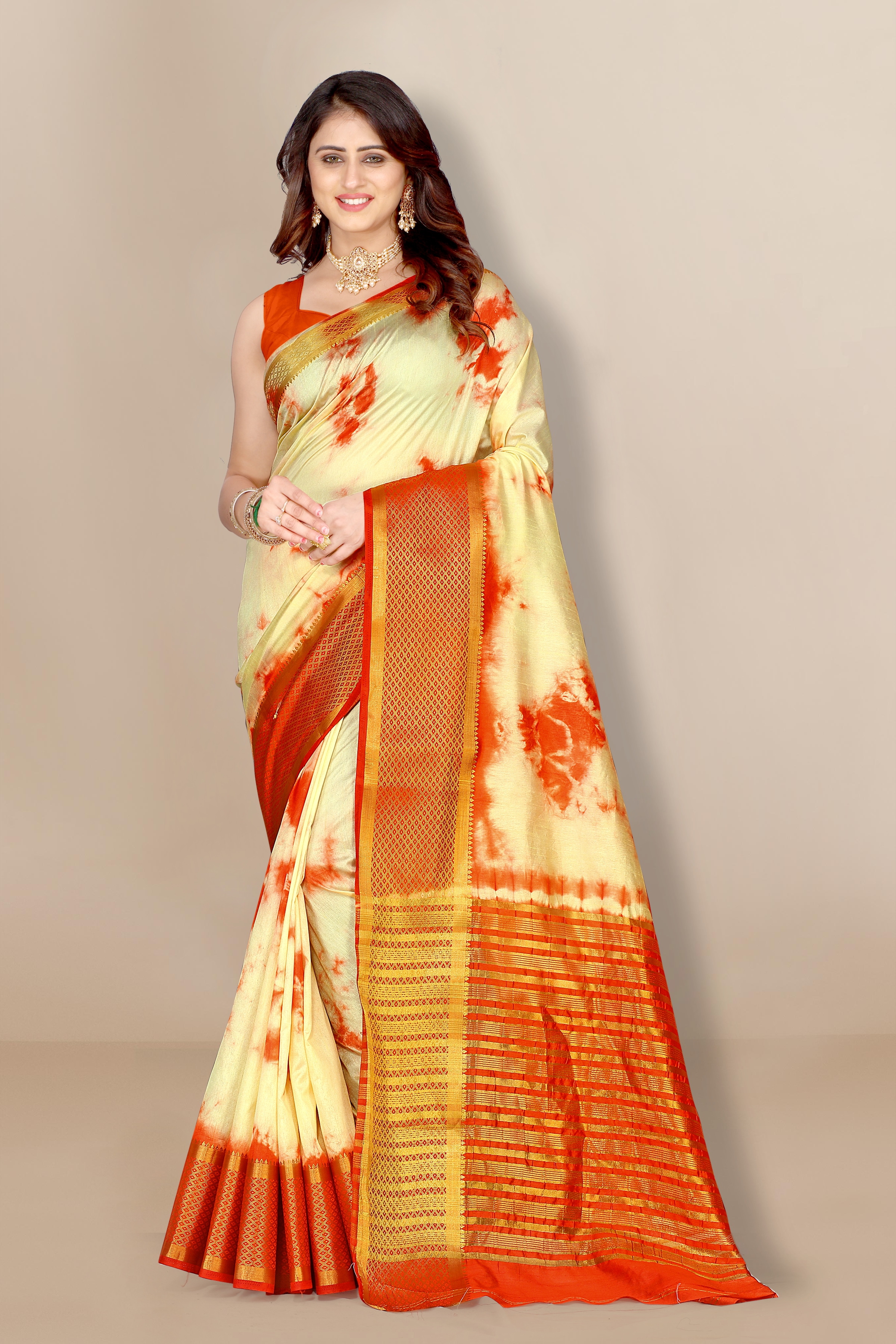 vairagee Fancy Ethnic Wear Silk Blend  Saree With Broad Weaving Border