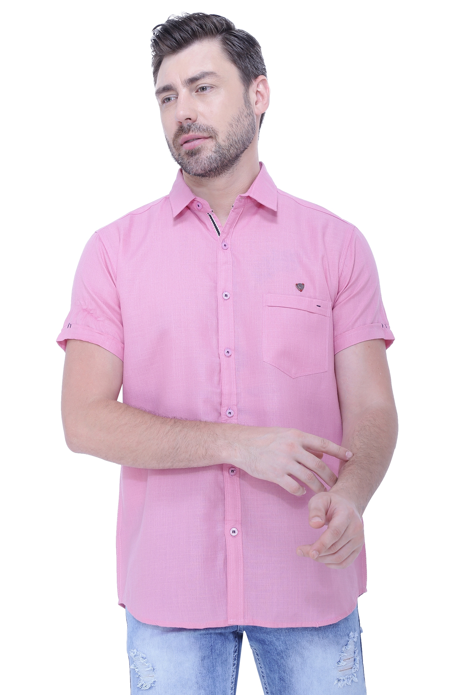 Kuons Avenue | Kuons Avenue Men's Linen Blend Half Sleeves Casual Shirt-KACLHS1232