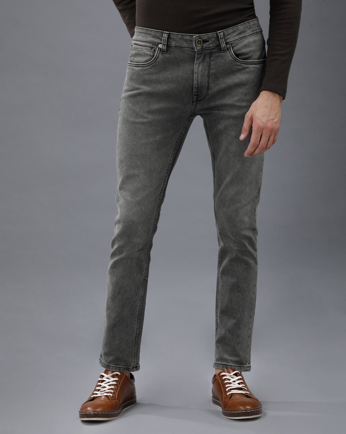 VOI JEANS | Men's Grey Casual Tapered Jeans ( VOJN1526 )