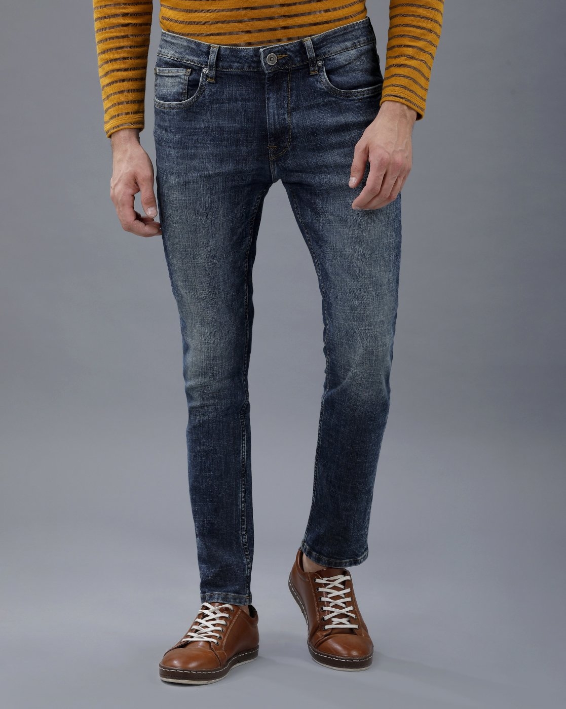 VOI JEANS | Men's Mid Blue Casual Clean Look Jeans ( VOJN1618 )