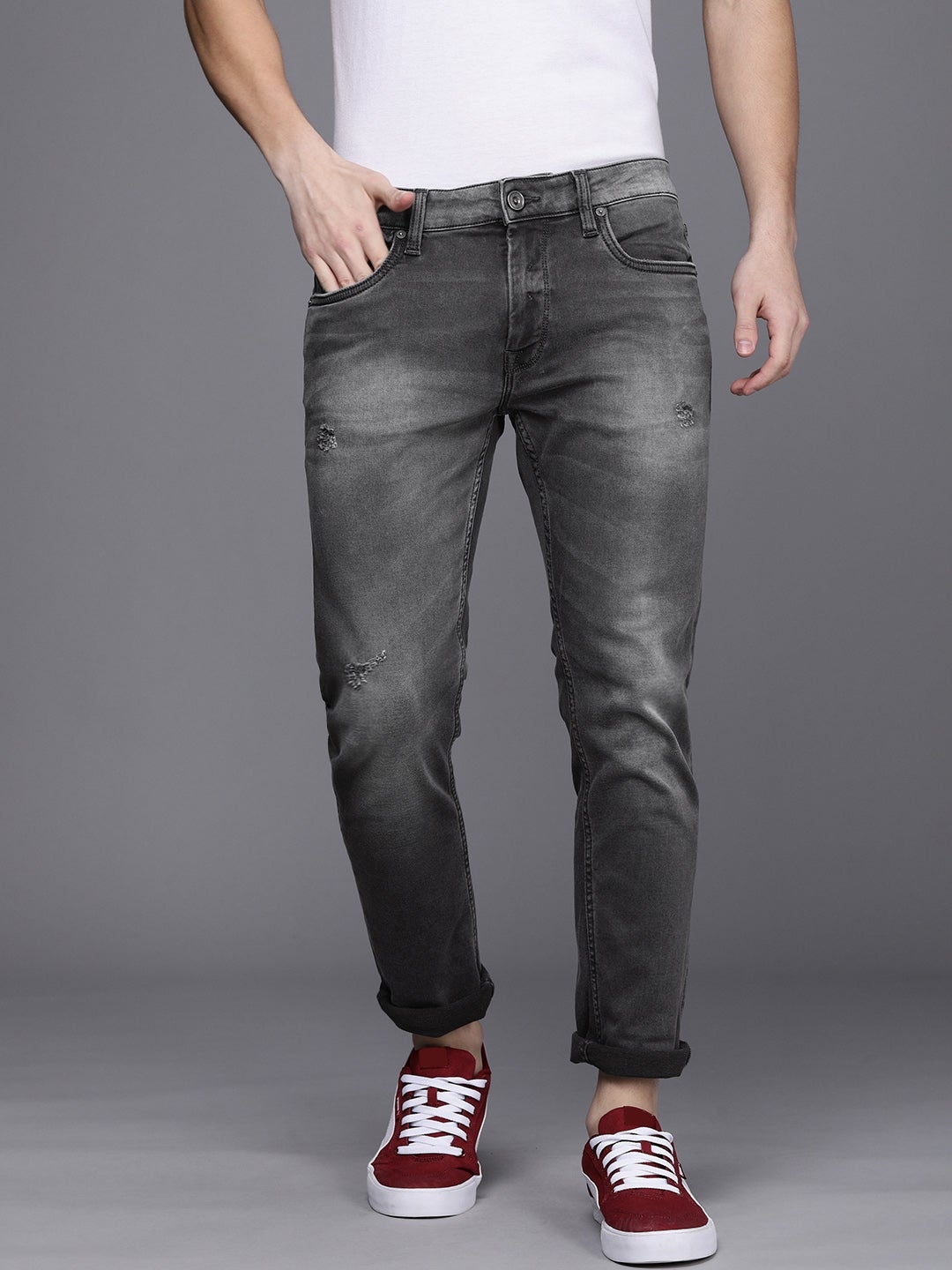 VOI JEANS | Men's Grey track Skinny Stretchable Jeans (VOJN1641)
