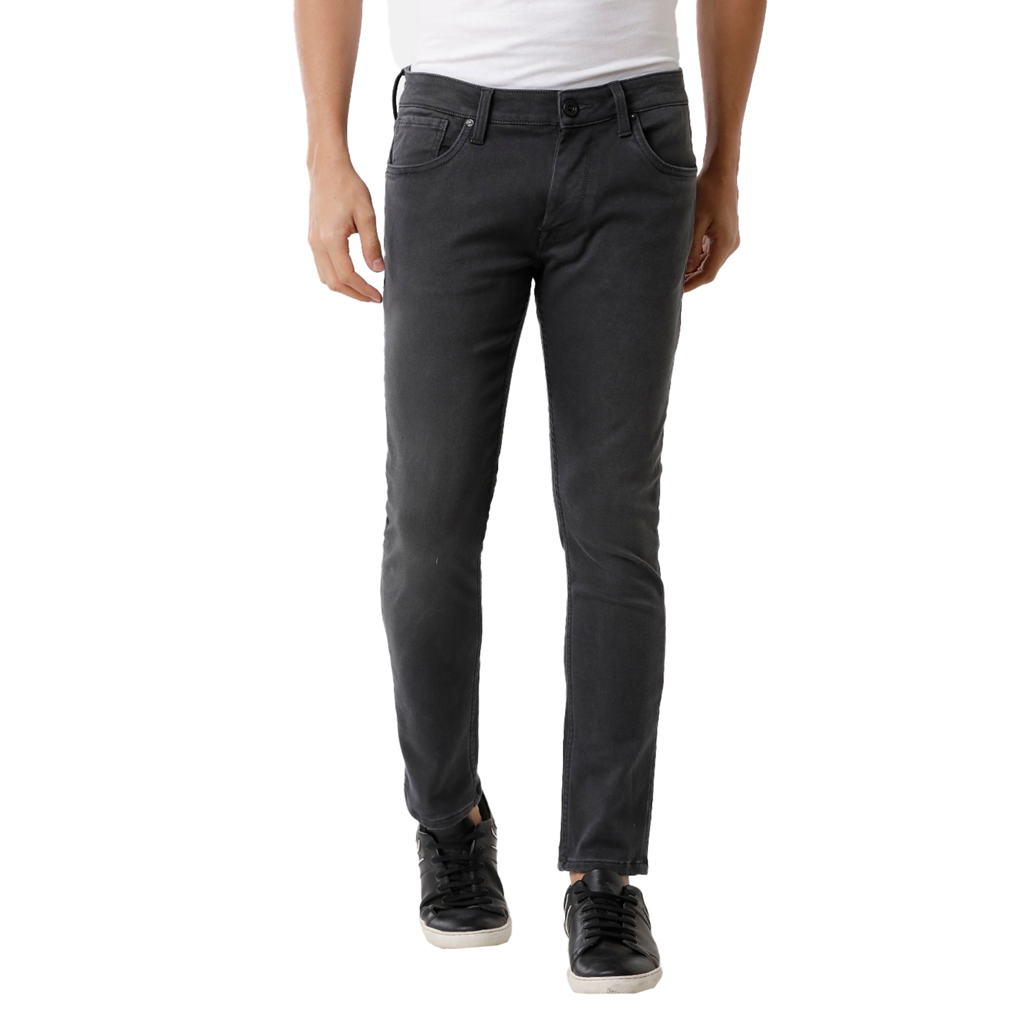 Voi Jeans | VOI Jeans Men's Olive 100% Cotton Slim Fit Solid Faded Jeans