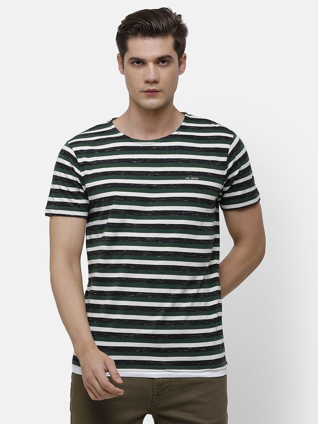 VOI JEANS | Green, White T-shirt (VOTS1586 )