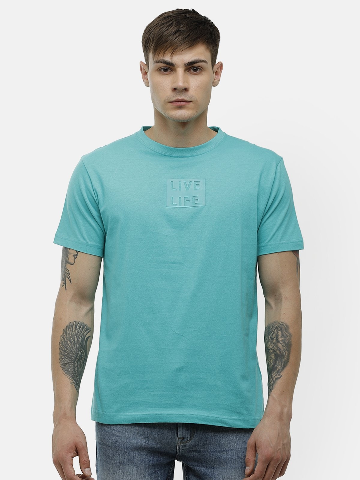 VOI JEANS | Aqua Green T-Shirt ( VOTSL003)