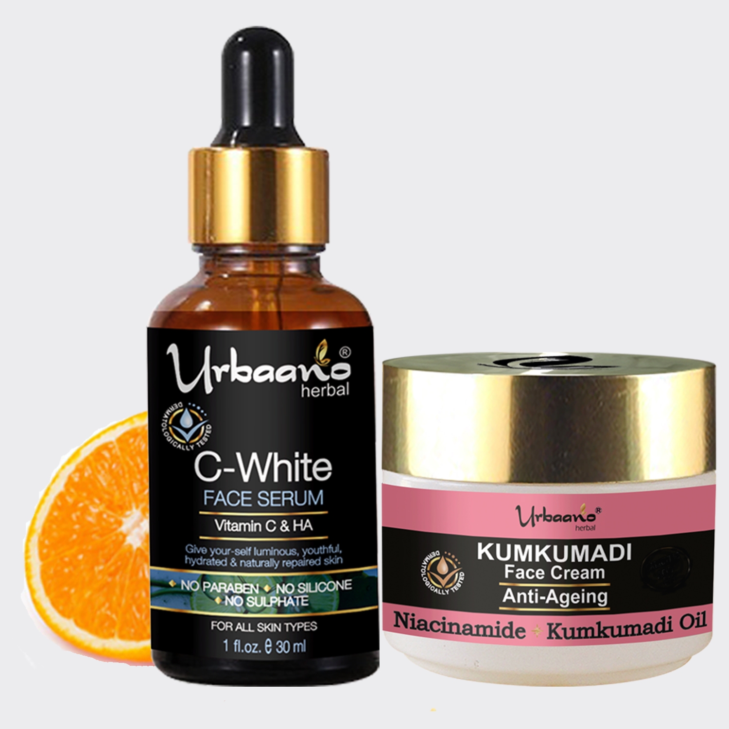 Urbaano Herbal | Urbaano Herbal Kumkumadi Anti Ageing Niacinamide Cream & Vitamin C10, Hyaluronic Acid Face Serum