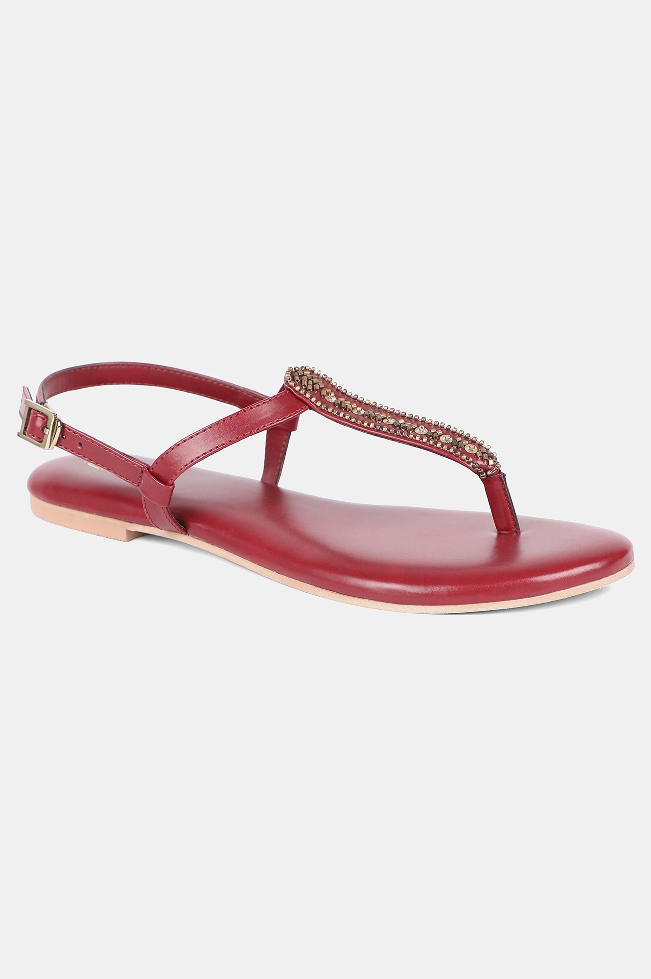 W | W Red Embroidered Flat