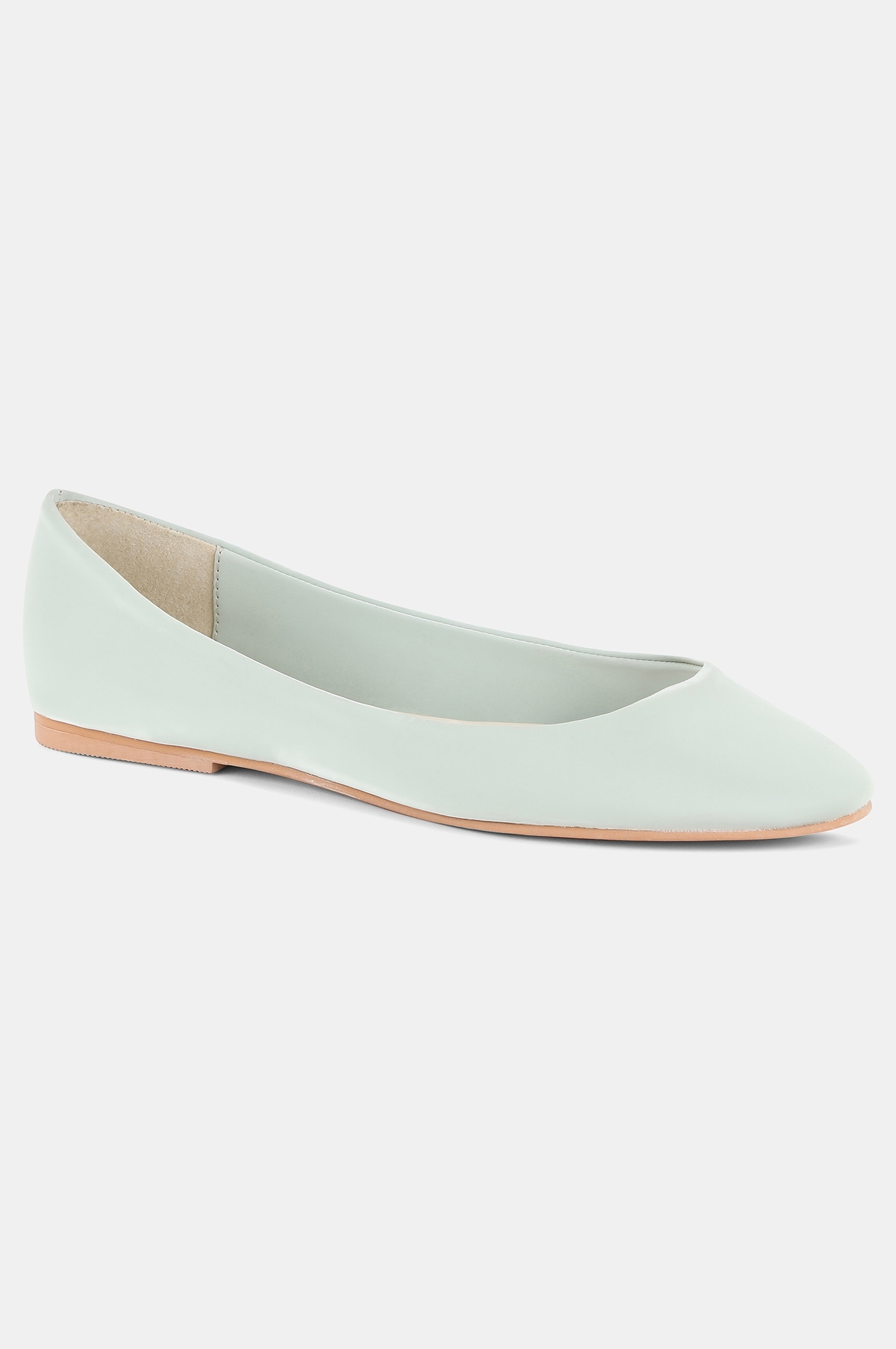 W | Pastel Green Round Toe Solid Flat