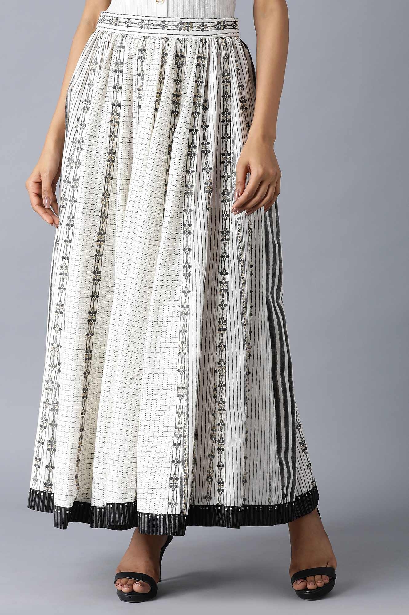 W | Black and White Printed Skirt