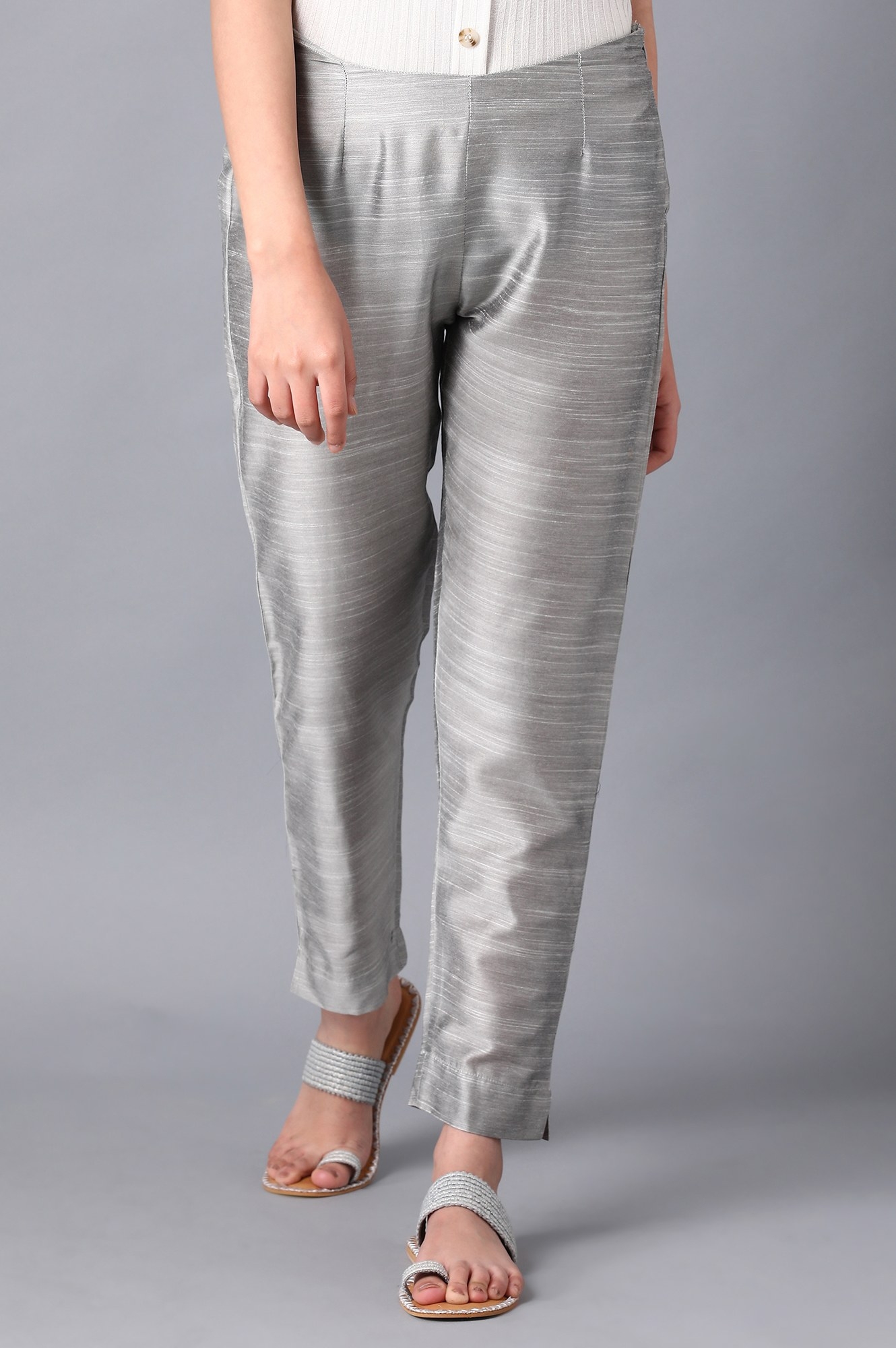 W | W Silver Fitted Pants 