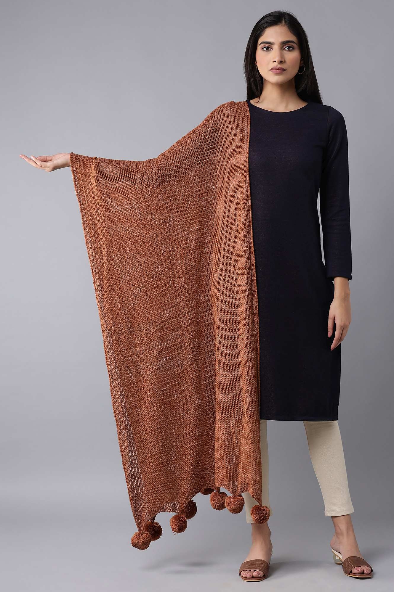 W | W Brown Knitted Stole 