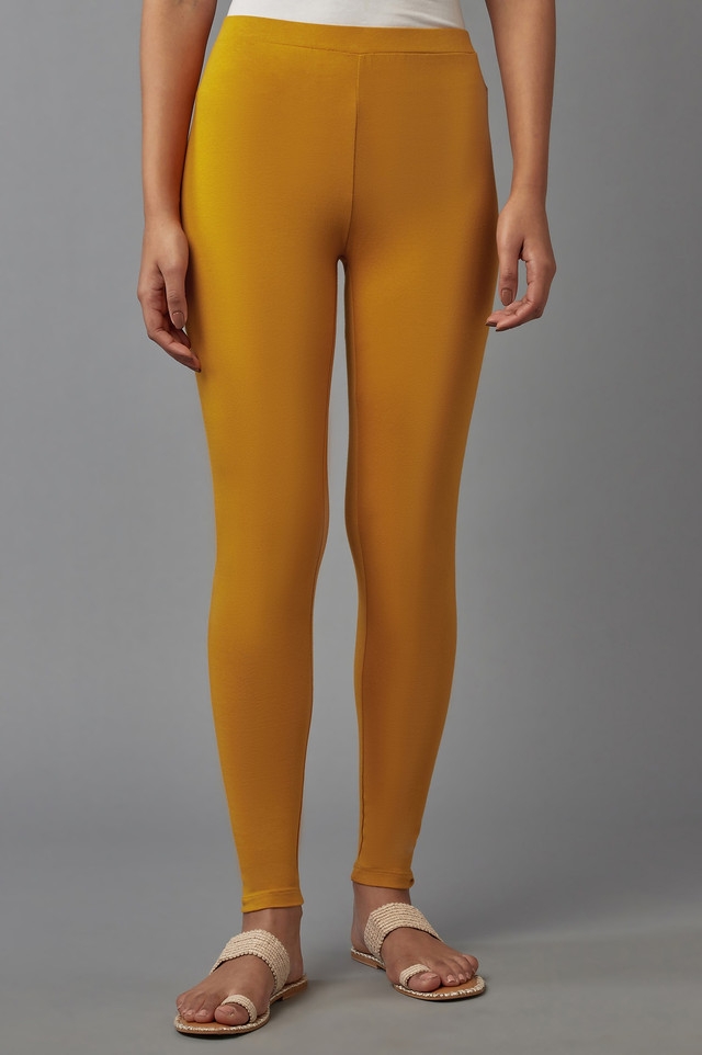 W | W Deep Yellow Solid Cotton Tights