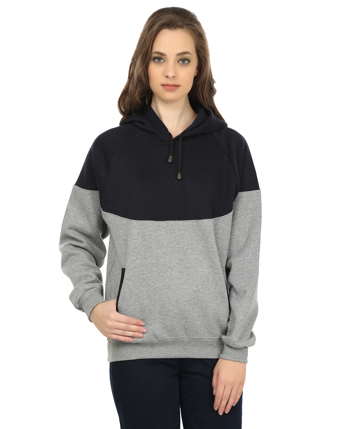 Weardo | Blue Stylish Non-Zipper Designer Hooded Sweatshirt 