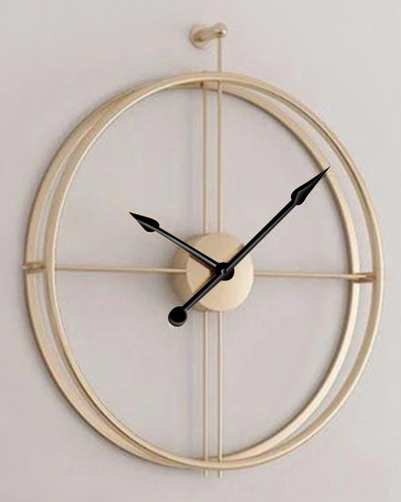 Order Happiness | Order Happiness Gold Colour Iron Double Rim Wall Clock For Home Decor, Office, Living Room & Bedroom 3